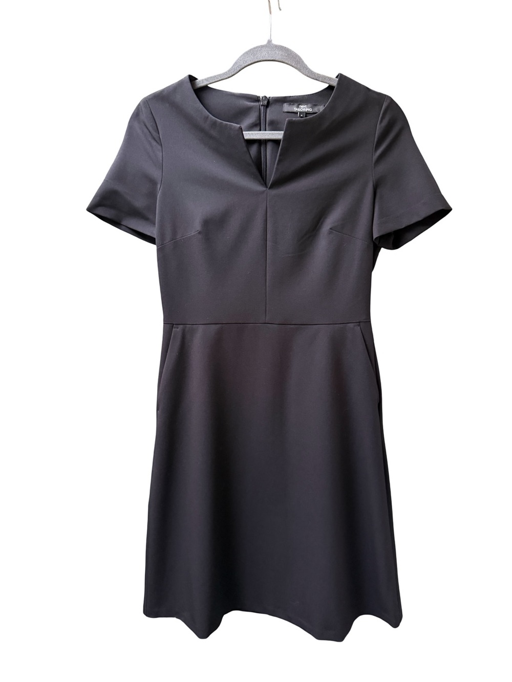 next Black Short-Sleeve V-Notch Fit-and-Flare Dress